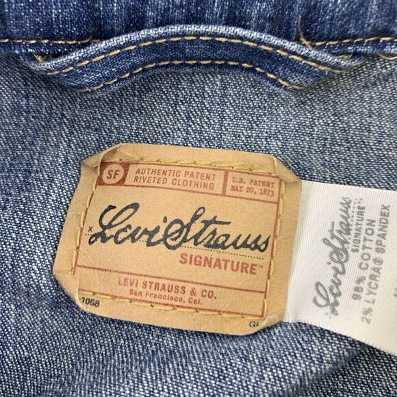 Levi Strauss Youth Girls Denim Jean Jacket Button Collared Fitted Size Large - Picture 12 of 14
